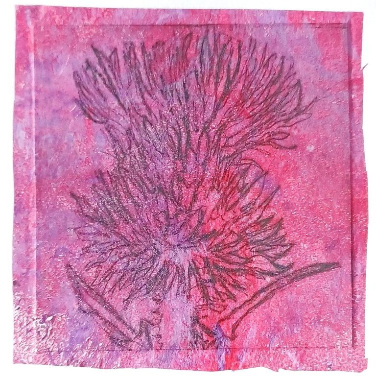 Speerdistel grafiek in natuurlijke tinten